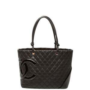 CHANEL Brown Leather Logo Tote Bag